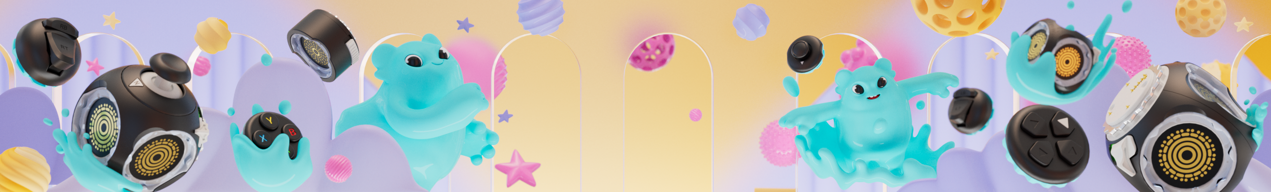 Power-Cubes-,-Byowave-Logo-and-parts-of-the-Proteus-Controller-in-a-light-purple-and-yellow-background